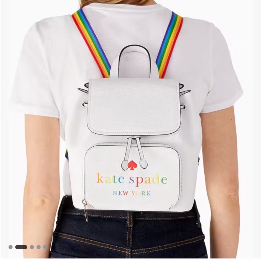 NWT Kate Spade White and Rainbow Backpack